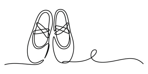 Minimalist Continuous Line Drawing of Ballet Slippers © Icon_gallery