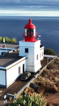 Ponta do Pargo Lighthouse aerial view Madeira Portugal