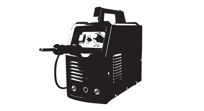 Welding machine, MIG welder, black metal, industrial equipment, vector icon