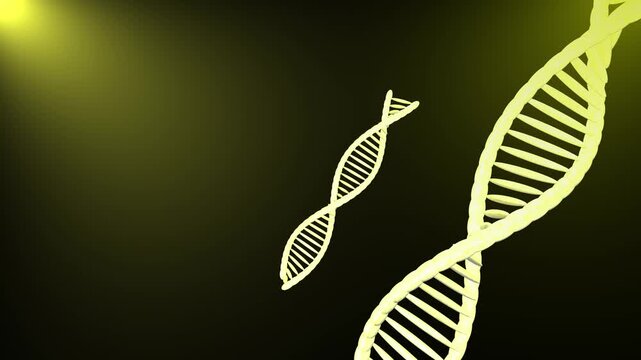 Golden DNA Helix Rotating on Dark Background ,Medical Motion Graphics Loop.4k video