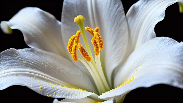 White lily flower with yellow stamens