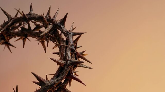 Sharp thorny crown of a plant against a warm sky