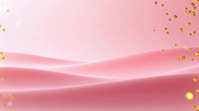 Pink abstract wave with golden dots