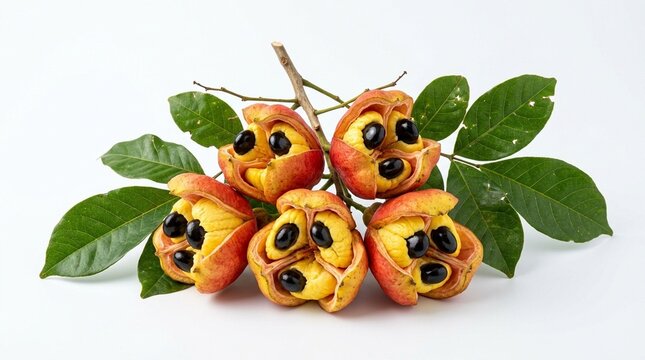 Ackee Fruit Pattern on Deep Jungle Green Summer Tropical Repeat