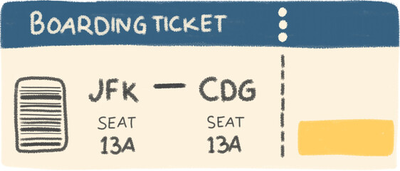 Boarding pass ticket illustration for air travel themes. Perfect for tourism and flight-related design. © Ravora