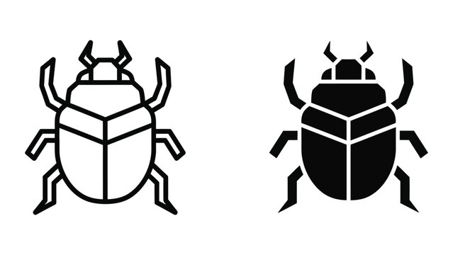 Contrast between a simple line drawing beetle and a filled-in beetle illustration