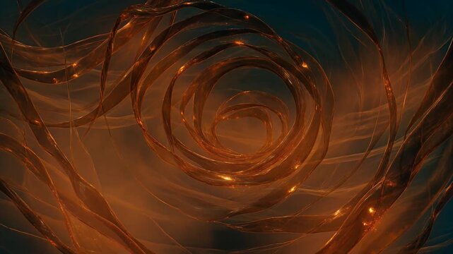 Abstract Circular Tunnel Of Orange Light With Glassy Rings.