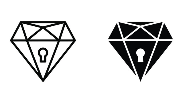 Contrasting geometric diamond shapes with lock symbols inside