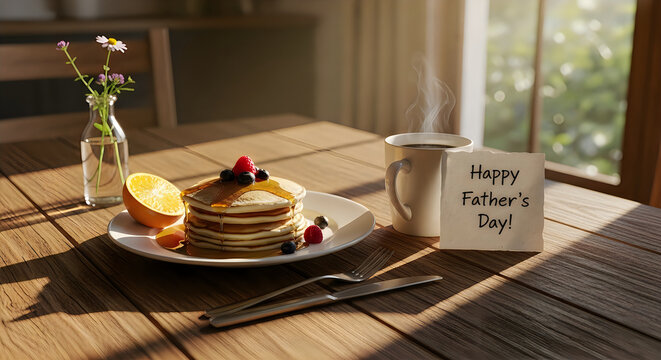 Father s day breakfast in bed pancakes fruit coffee a heartfelt celebration