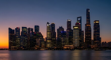 Fototapeta premium Dubai skyline at twilight a stunning view of modern architecture
