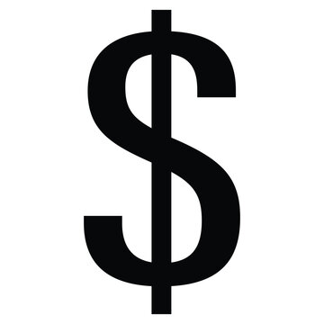 Dollar icon, silhouette vector flat illustration design on a white background