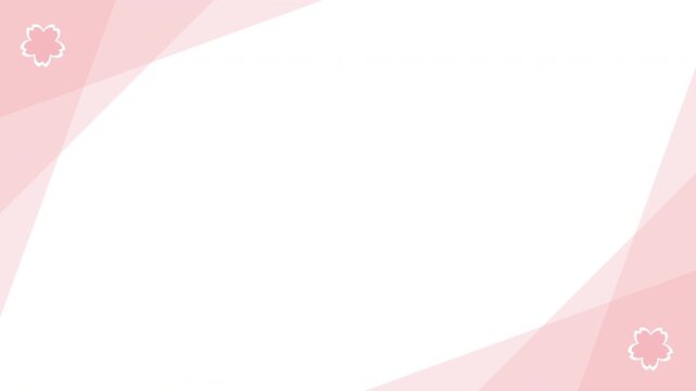 桜とシンプルなビジネスコーナーフレーム 桜色 パターン01 背景 白 ループ