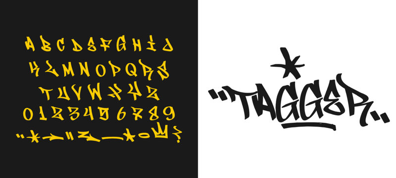 Professional Tagger Graffiti Typography Display with Full Alphabet Set for Edgy Streetwear Branding and Modern Urban Design Resource