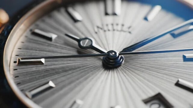 Close up view of intricate watch mechanism and dial.