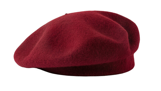 Isolated elegant red woolen beret a stylish and comfortable winter fashion accessory