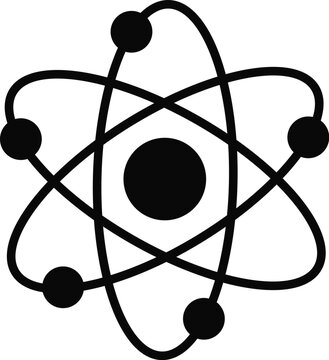 Black atom symbol representing atomic structure