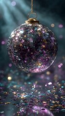 Obraz premium Retro dance floor with shiny disco ball centerpiece images