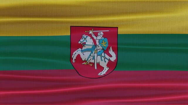 Lithuania flag waving in the wind with high quality fabric texture