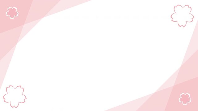 桜とシンプルなビジネスコーナーフレーム 桜色 パターン02 背景 白 ループ