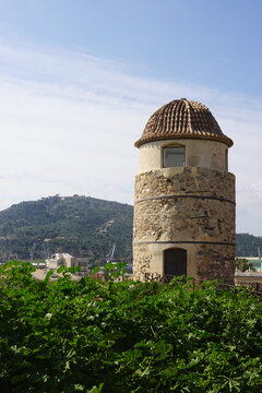 Molino-Ermita de San Crist&oacute;bal, the old windmill typical for Cartagena, Spain