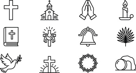 Fototapeta premium Religious symbols crosses churches prayer and elements of faith