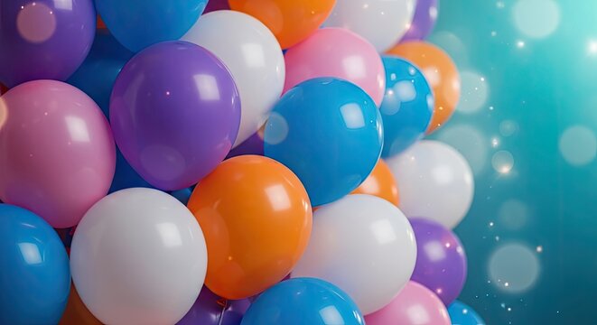 Vibrant colorful balloons floating in a celebration scene perfect for parties and festive occasions