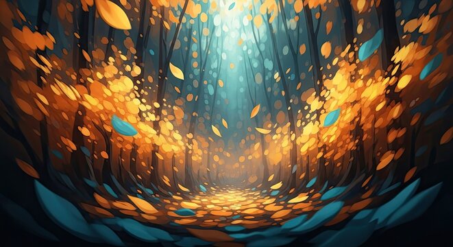 Ethereal forest tunnel a vibrant abstract landscape of light and color