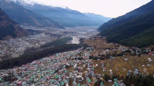 Beautiful Manali Landscape with Beas River and Van Vihar Jungle View