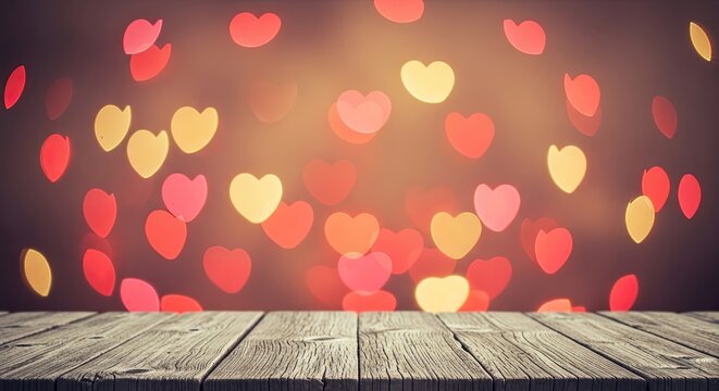 Romantic bokeh hearts a warm and loving valentine's day or wedding background scene