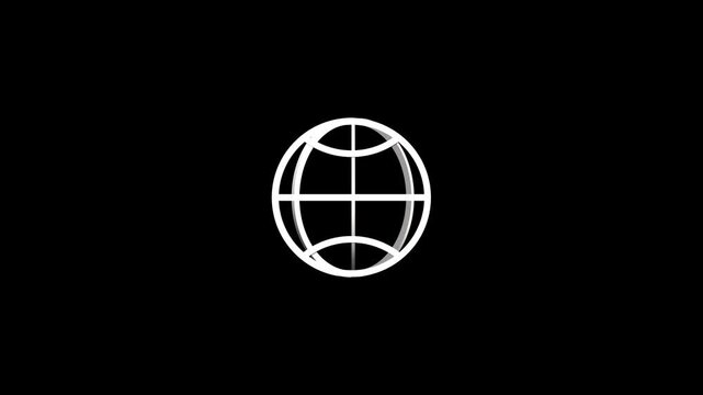 Minimalist White Globe Icon on Dark Background