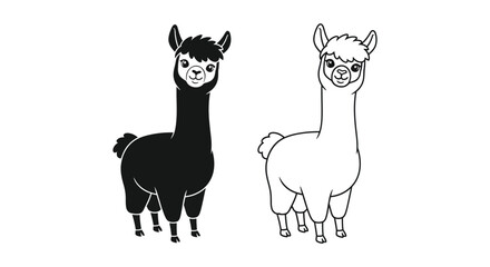Fototapeta premium Cute Cartoon Alpacas: Charming Animal Sketches Vector