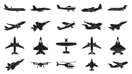 Silhouettes of various military aircraft. © Siwit