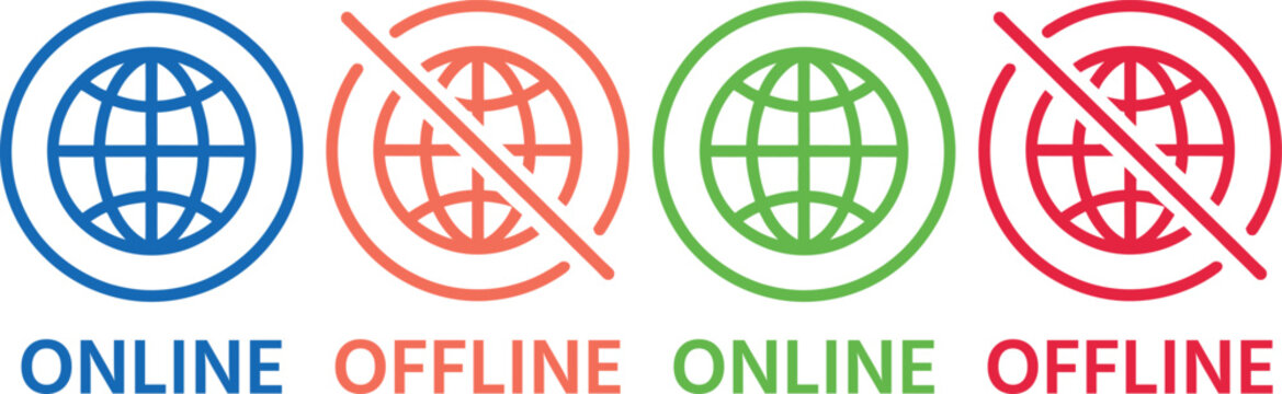 Visual representation of online and offline status indicators using globe icons