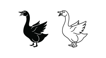 Fototapeta premium Black and White Geese Pair Illustration Design Vector