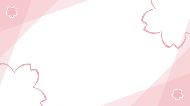 桜とシンプルなビジネスコーナーフレーム 桜色 パターン03 背景 白 ループ