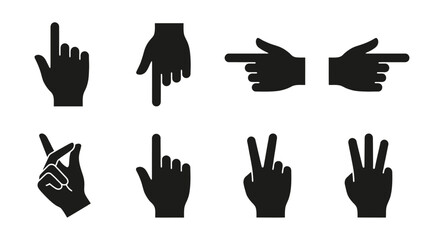Fototapeta premium Black hand signs and gestures icons.