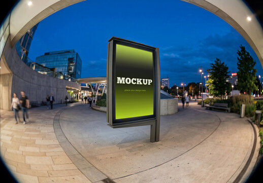 Billboard Mockup Advertising For Fisheye Lens