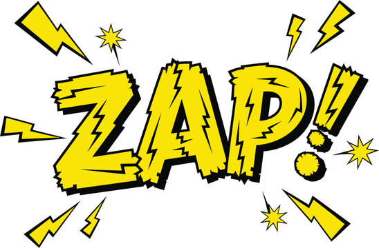Dynamic 'zap ' comic book style text with vector lightning bolts a bold visual impact