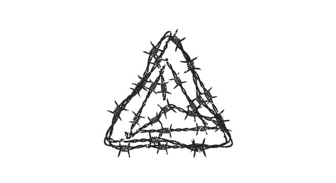 Barbed wire triangle warning symbol, danger, caution, hazard, risk concept