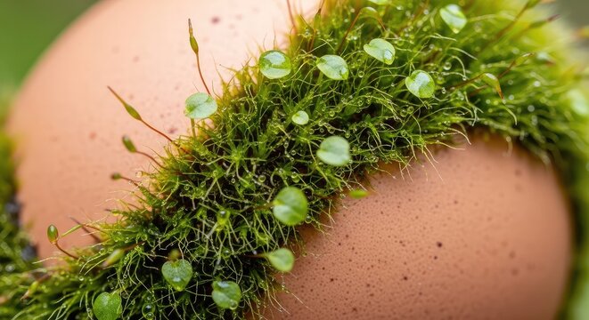 Close up of moss and lichen growing on a rock surface