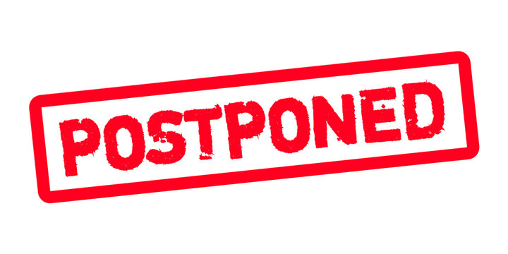 Postponed Stamp &ndash; Red Grunge Rubber Label for Delayed Status, Rescheduled Notice, Pending Action and Business Workflow
