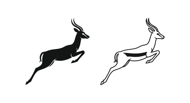 Springbok Antelope Graceful Leap Art Design Vector