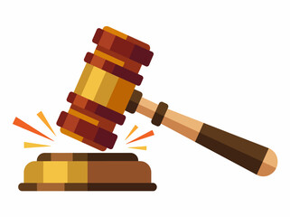 A minimalistic yet striking gavel strikes a block, depicting justice and law beautifully, using a modern digital art style to capture the essence of order and fairness. © Lvping