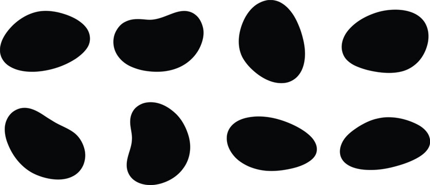 Abstract Organic Shapes Black Silhouettes on White Background illustration grid