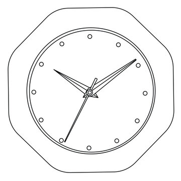Line Art Wall Clock Vector Illustration