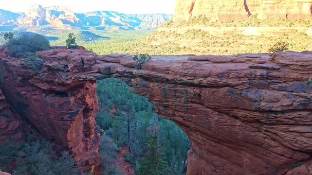 Devils Bridge Panorama at Sunset with Secret Mountain Wilderness Sedona Arizona
