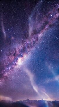 Milky Way Galaxy and Starry Night Sky Over Mountains
