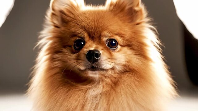 Adorable Pomeranian Dog Posing in a Professional Studio Setting.
