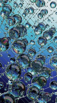 Abstract Image of a Molecular Hexagonal Network With Shiny Spherical Elements