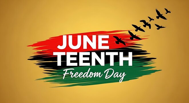 Juneteenth freedom day graphic with text and flying birds juneteenth celebration emancipation silhouette commemoration festivity patriotic awareness proclamation